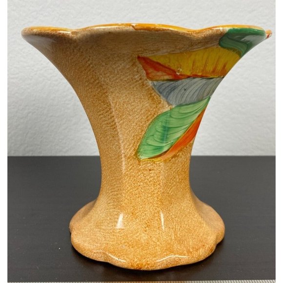 Hand Painted Wade Heath Vase Leaf design Art Deco 6" Tall England - Picture 3 of 7